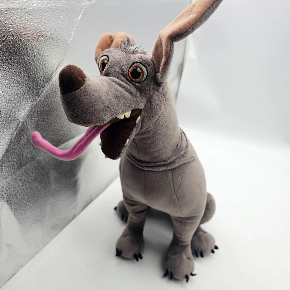 Disney Store Gray Dog Plush Stuffed Animal Toy Medium Pink Tongue Cute